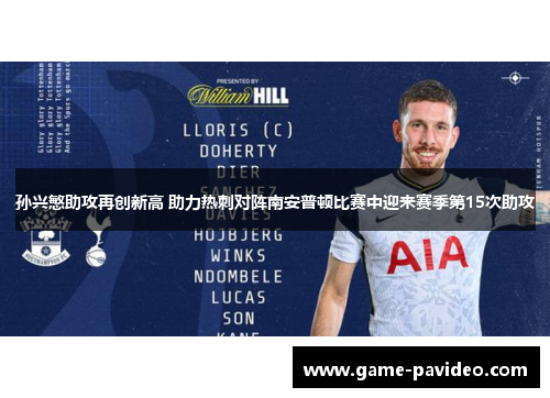 孙兴慜助攻再创新高 助力热刺对阵南安普顿比赛中迎来赛季第15次助攻 孙兴慜助攻再创新高 助力热刺对阵南安普顿比赛中迎来赛季第15次助攻